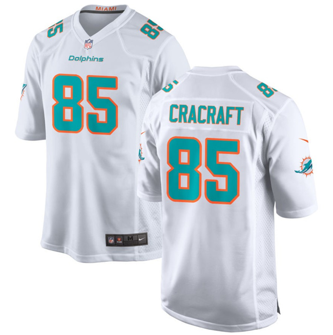 Men's Miami Dolphins #85 River Cracraft White Football Stitched Game Jersey